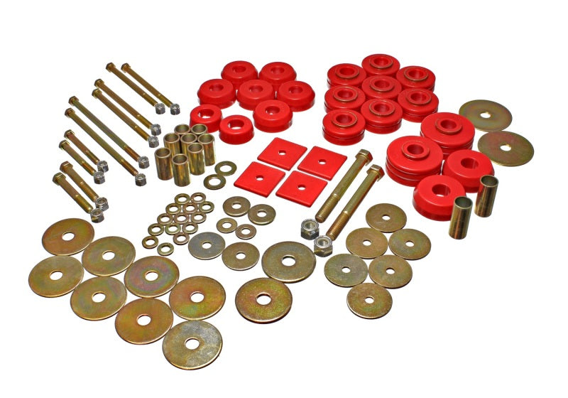 Energy Suspension 3.4149R Red Hyper-Flex Polyurethane Body Mount Set for Chevrolet and GMC Suburban, Yukon XL (1968-1970) with Vehicle Fitment