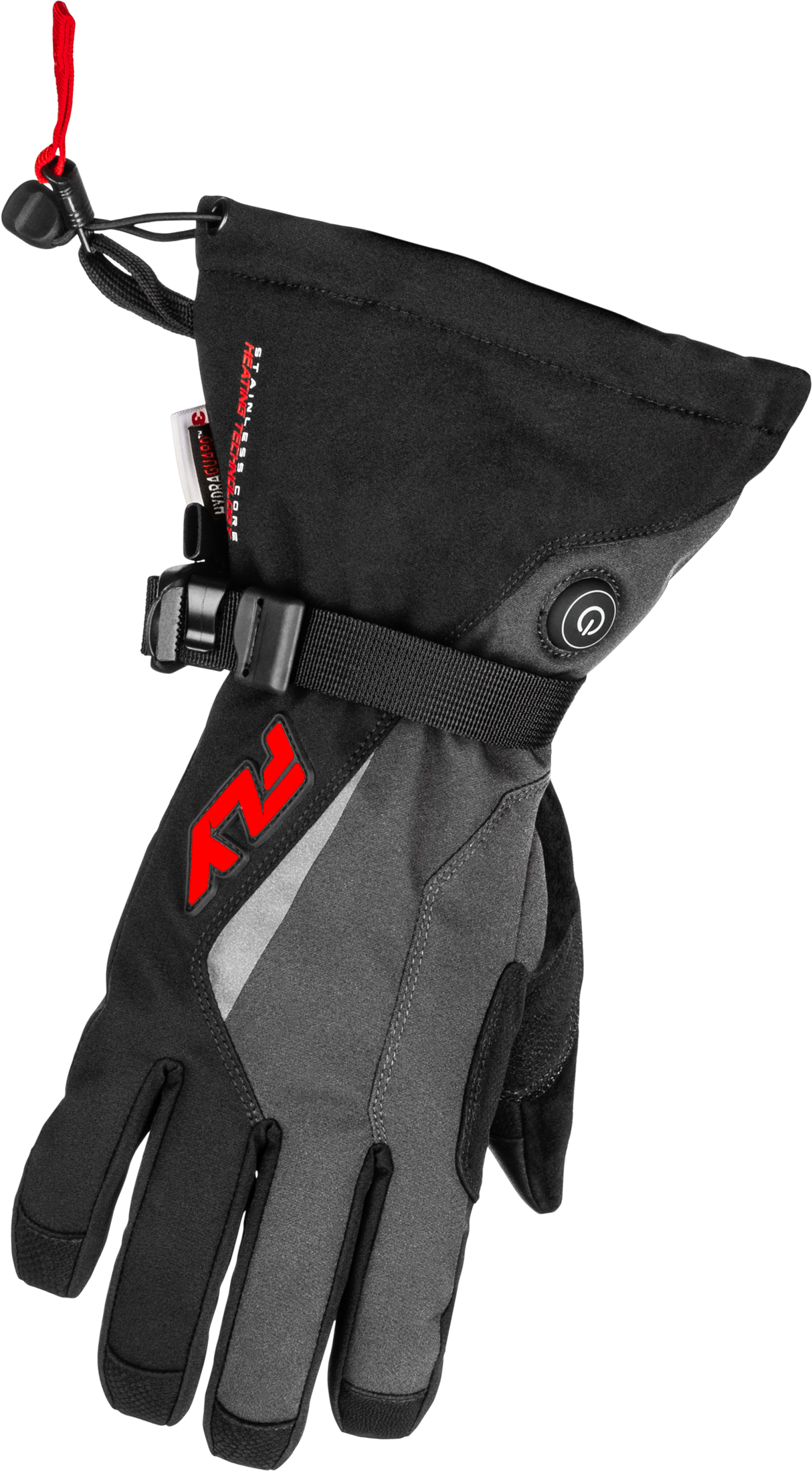 Fly Racing Title Heated Gauntlet Gloves Grey/Black/Red Medium – Motorcycle and ATV Riding Gear