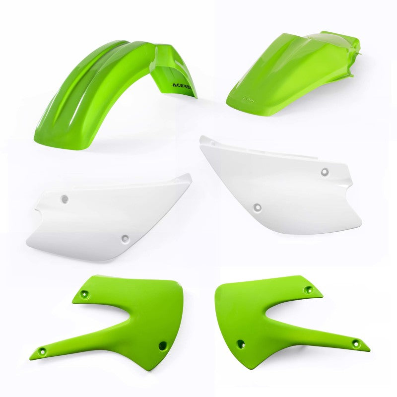 Acerbis Kawasaki KX85/100, Suzuki RM100 Plastic Body Kit - Green and White Factory Colors