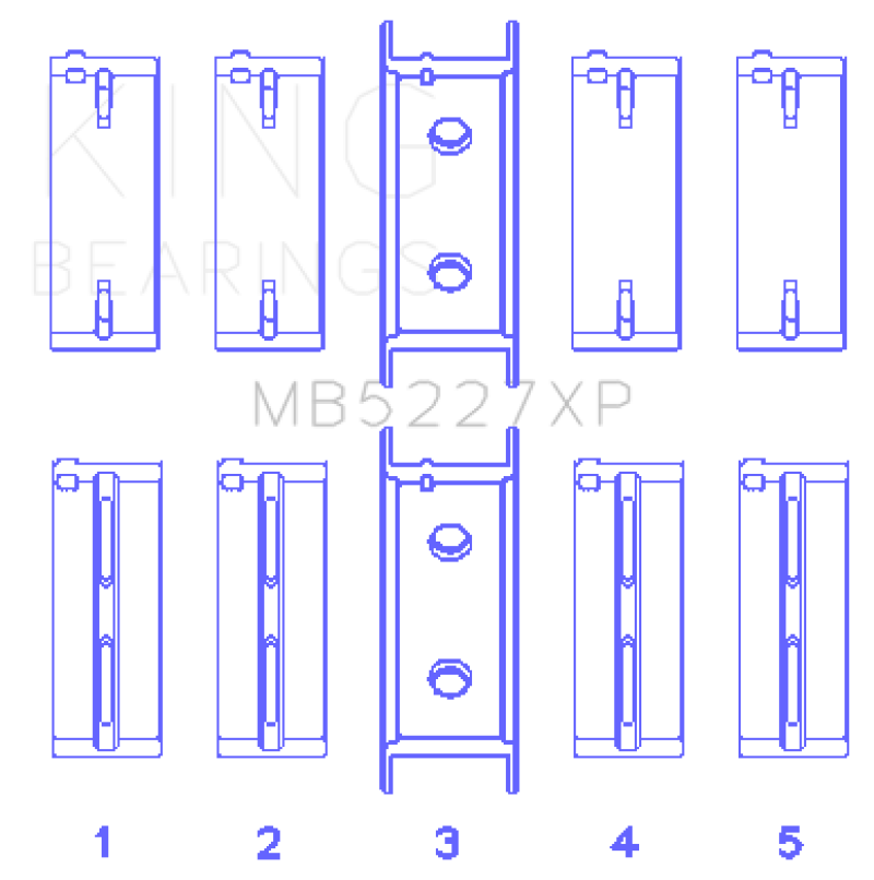 King Engine Bearings Mitsubishi 4G63/4G64 6 Bolt 1st Gen DSM Performance Main Bearing Set - Size STD