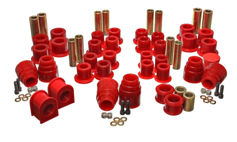 Energy Suspension 4.18120R Hyper-Flex Master Bushing Set for 2000-2004 Ford Excursion 4WD - Red Polyurethane Suspension Components