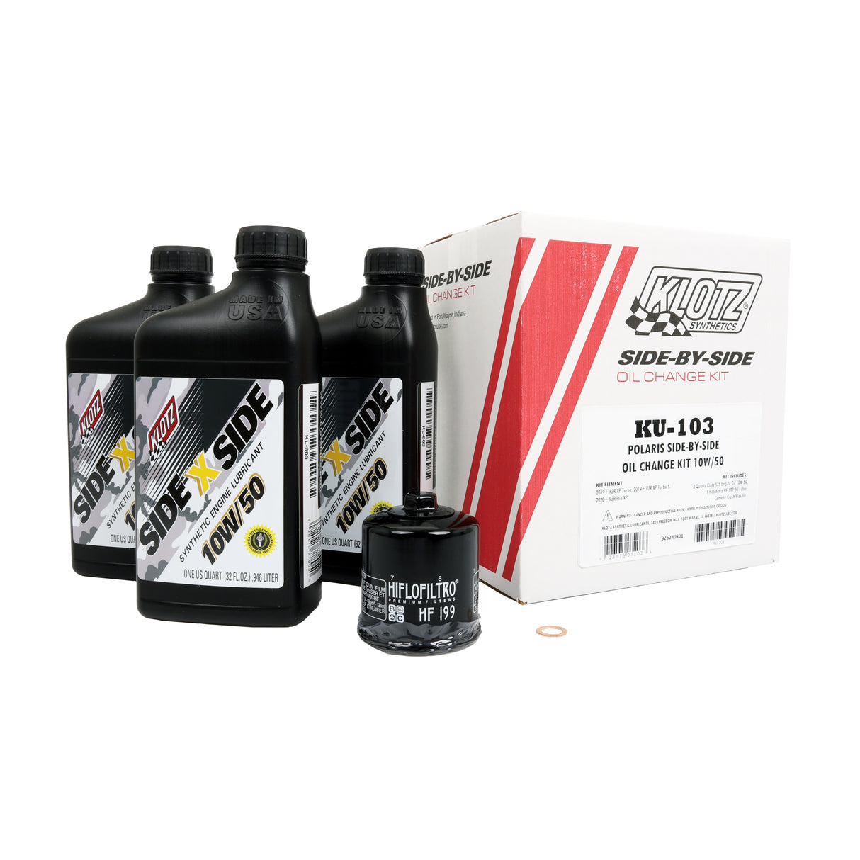 Klotz Sidexside Oil Change Kit 10W-50 with Oil Filter for Polaris RZR XP Turbo and Pro XP Models