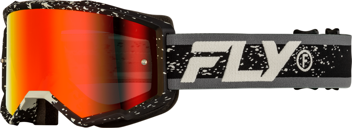 Fly Racing Zone Goggle Black/Grey with Red Mirror/Smoke Lens – Youth & Adult Fit for Off-Road Motorcycles