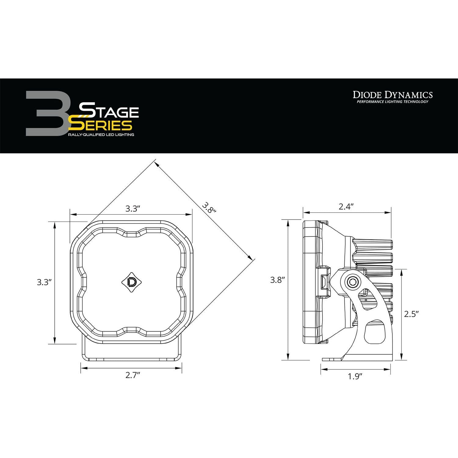 Stage Series 3" Yellow Pro LED Pods (Pair) | Diode Dynamics
