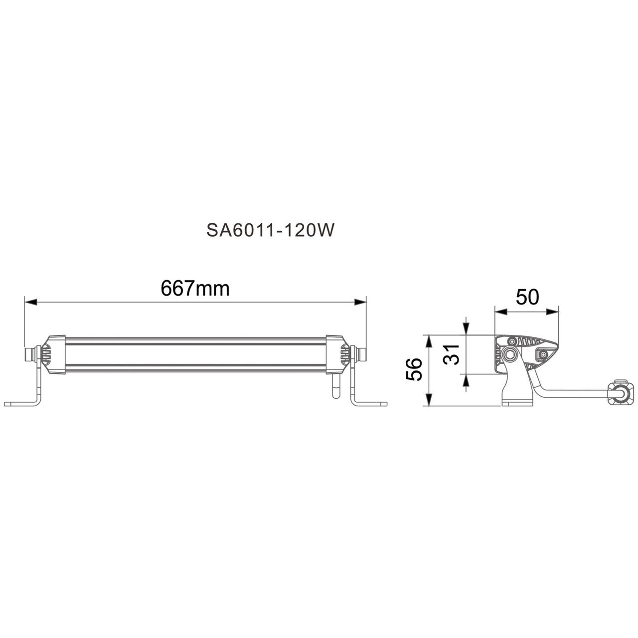 26" UTV Chase Light 12-24V Volt, 10 Amps, 120 Watt; TLC26