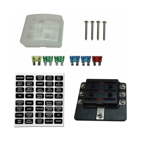 6 Way 12V Circuit Screw Fuse Block | 50 Caliber Racing