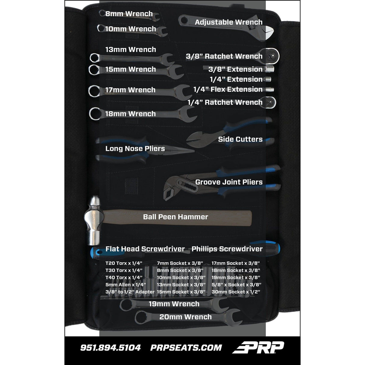 Can Am Roll-Up Tool Bag with 35 Piece Tool Kit