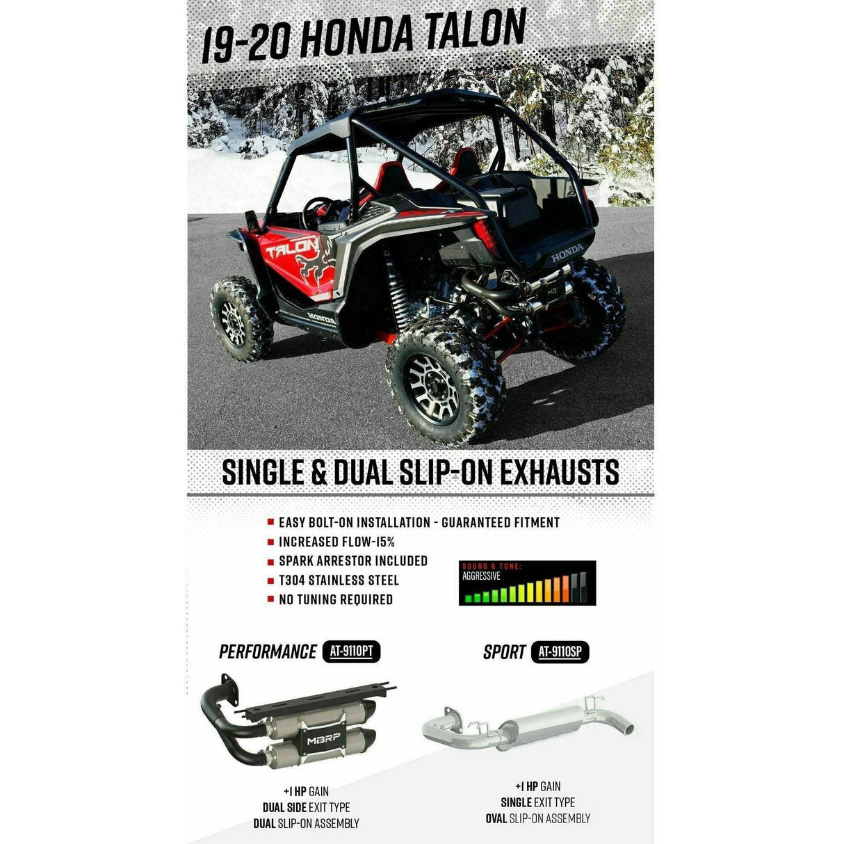 MBRP Honda Talon Sport Series Slip On Exhaust
