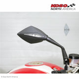 KOSO Apex M10 Mirrors with Indicators for Motorcycle - Matte Black Shell, Clear Lens, M10 Size