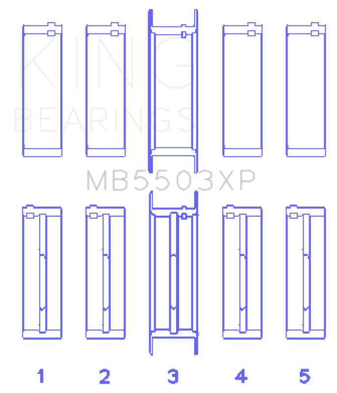 King Engine Bearings Ford V8 351ci 5.8L 16v Cleveland Crankshaft Main Bearing Set (Set of 5)