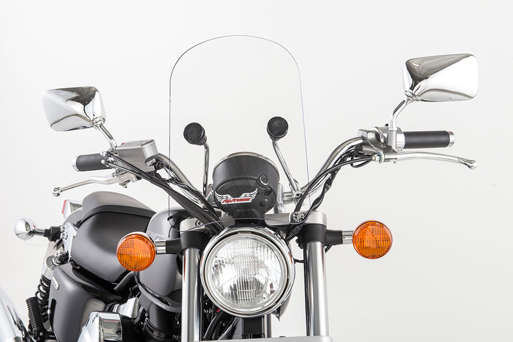 Slipstreamer HD-3 Tombstone Windshield with Clear Shield and Chrome Hardware for Harley-Davidson 7/8" & 1" Handlebar
