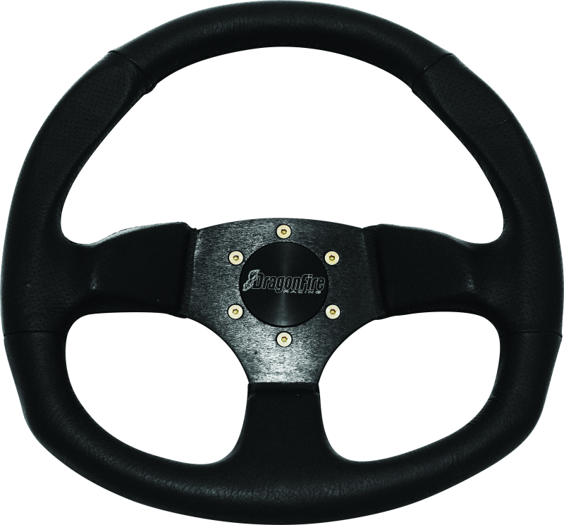 DragonFire Racing D-Shaped Vinyl Steering Wheel - Black with 0-inch Offset