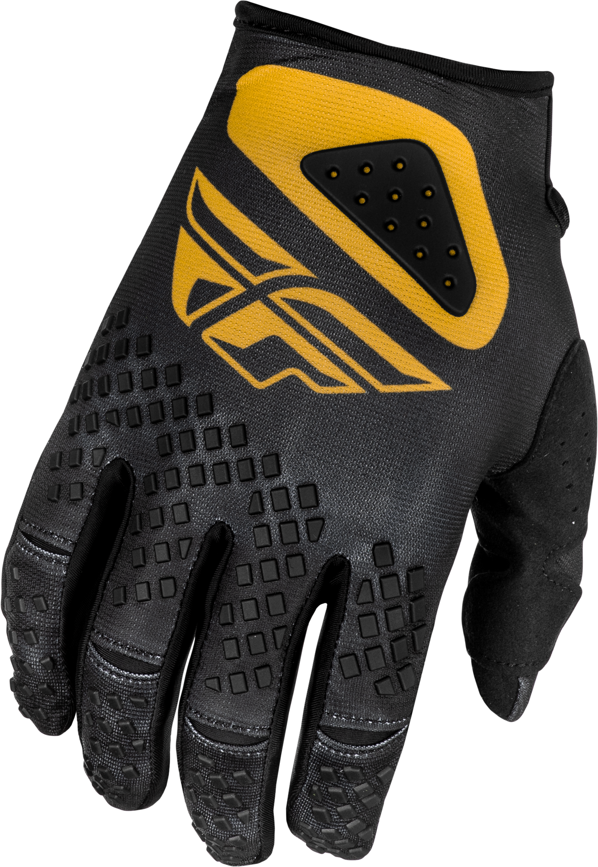 Fly Racing Kinetic Center Gloves Black/Gold (Part #378-5103X) - Universal Fit for Motorcycle and ATV Riding