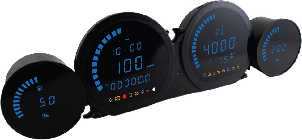 KOSO BA064911 4-Piece Blue LED Gauge Set for Harley-Davidson Touring and Trike Models