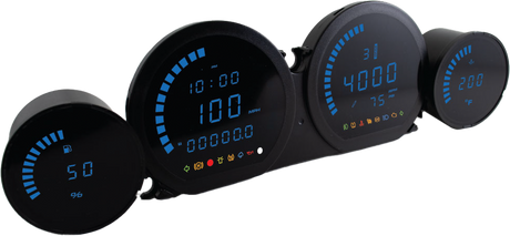 KOSO BA064911 4-Piece Blue LED Gauge Set for Harley-Davidson Touring and Trike Models