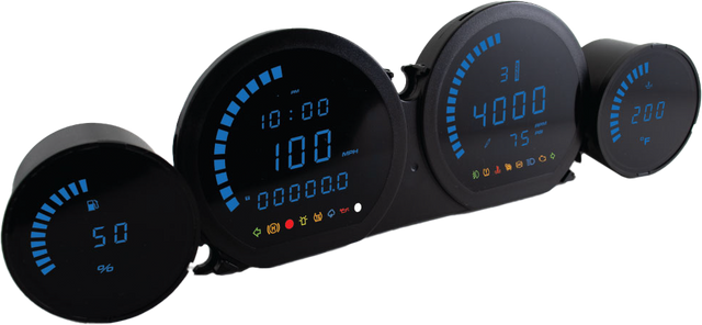 KOSO BA064911 4-Piece Blue LED Gauge Set for Harley-Davidson Touring and Trike Models