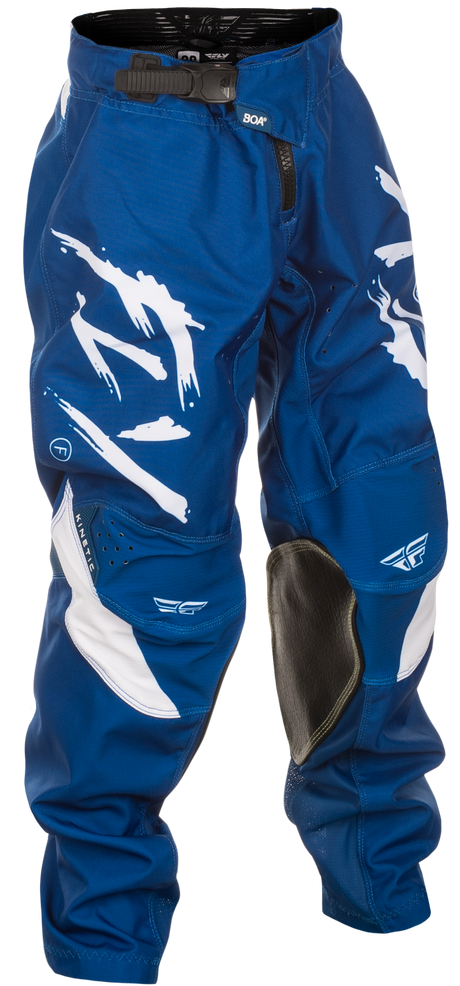 Fly Racing Youth Kinetic Stoke Offroad Pants Navy/White Size 26 with Ventilated Multi-Panel Construction