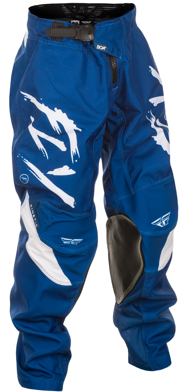 Fly Racing Youth Kinetic Stoke Offroad Pants Navy/White Size 22 with Ventilated Multi-Panel Design