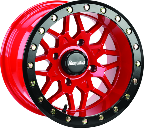 DragonFire Racing Typhon Wheel 15x10 inches, 4/156 bolt pattern, Machined Red Finish - Part 523210