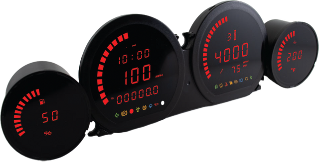 KOSO BA064921 4 Piece Red LED Gauge Kit for Harley-Davidson FLHT, FLHX, FLTR 2014-2022