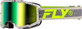 Fly Racing Zone Goggle Dark Grey/Hi Vis with Iridescent Green Mirror Lens - Youth and Adult Fit for ATV, Motocross, and Off-Road Vehicles