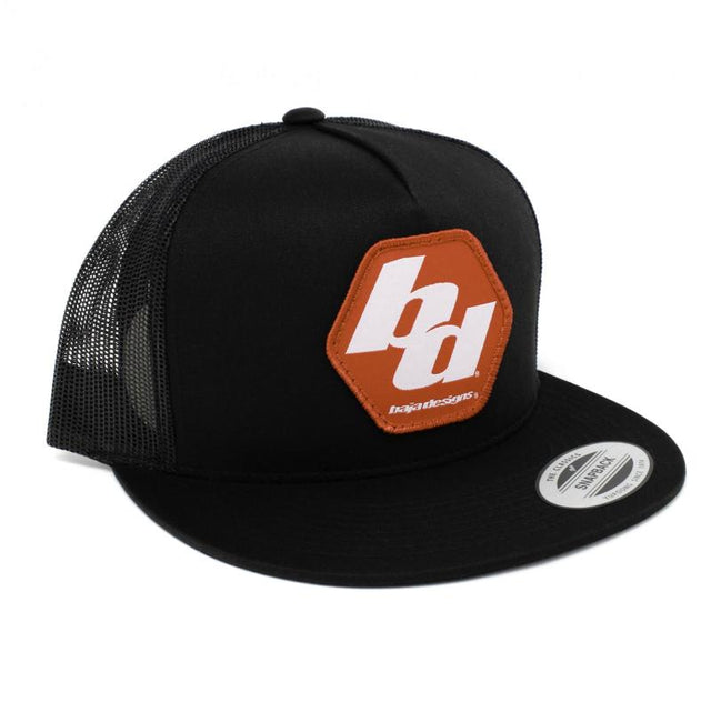 Baja Designs Flexfit Trucker Hat - Black with Iconic Logo