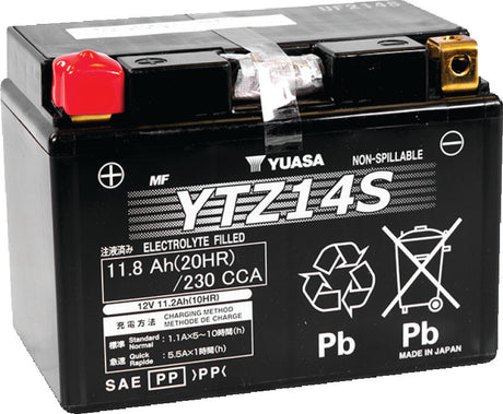 Yuasa YTZ14S Maintenance Free AGM 12-Volt Battery