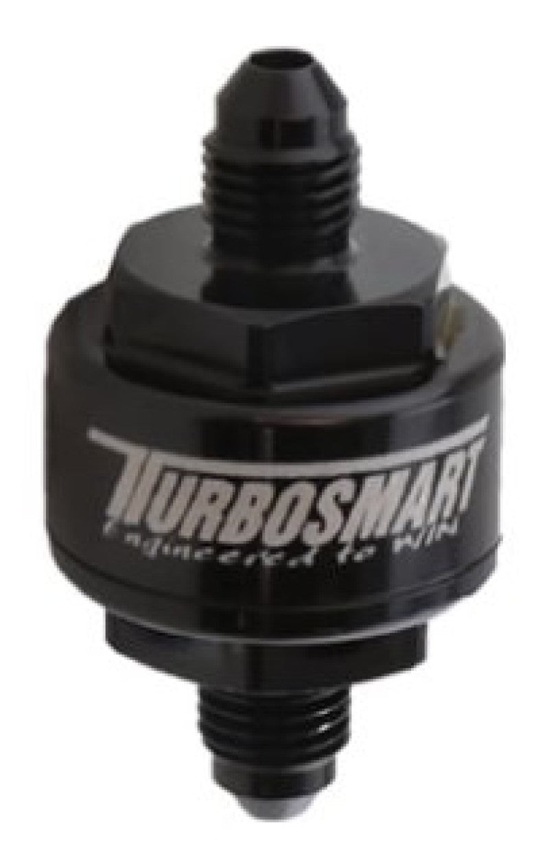 Turbosmart Billet Turbo Oil Feed Filter with 44 Micron Pleated Disc - AN-3 Male Inlet - Black