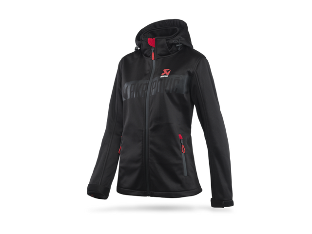 Akrapovic Womens Corpo Softshell Jacket in Black – Size Small