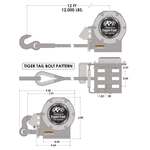 KFI Tiger Tail Tow System (Multiple Color Options)