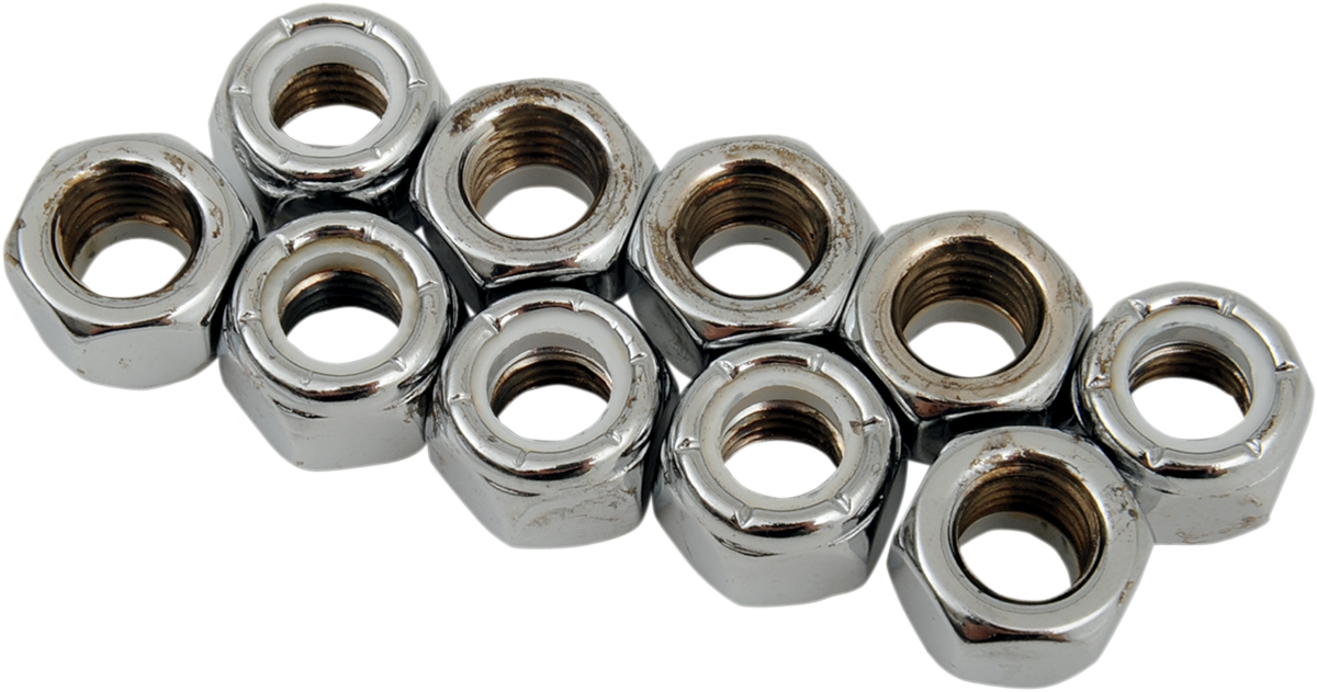 DRAG SPECIALTIES Nylon Chrome Insert Nuts - 5/16-24 Thread, Part MPB276, for Harley-Davidson and American V-Twins