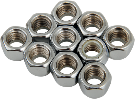 DRAG SPECIALTIES Nylon Chrome Insert Nuts - 3/8"-16, Part Number MPB277, for Harley-Davidson and V-Twin Motorcycles