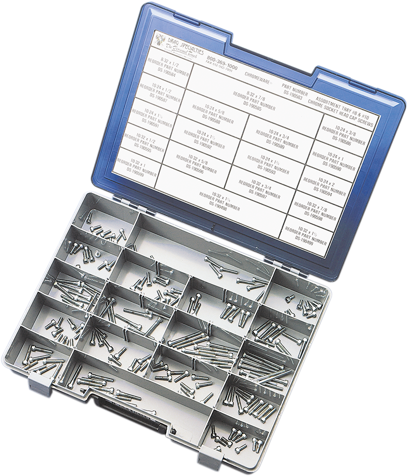 Drag Specialties MK192 Bolt Assortment Kit for Harley-Davidson Motorcycles - 8-32 and 10-24/10-32 Thread Sizes