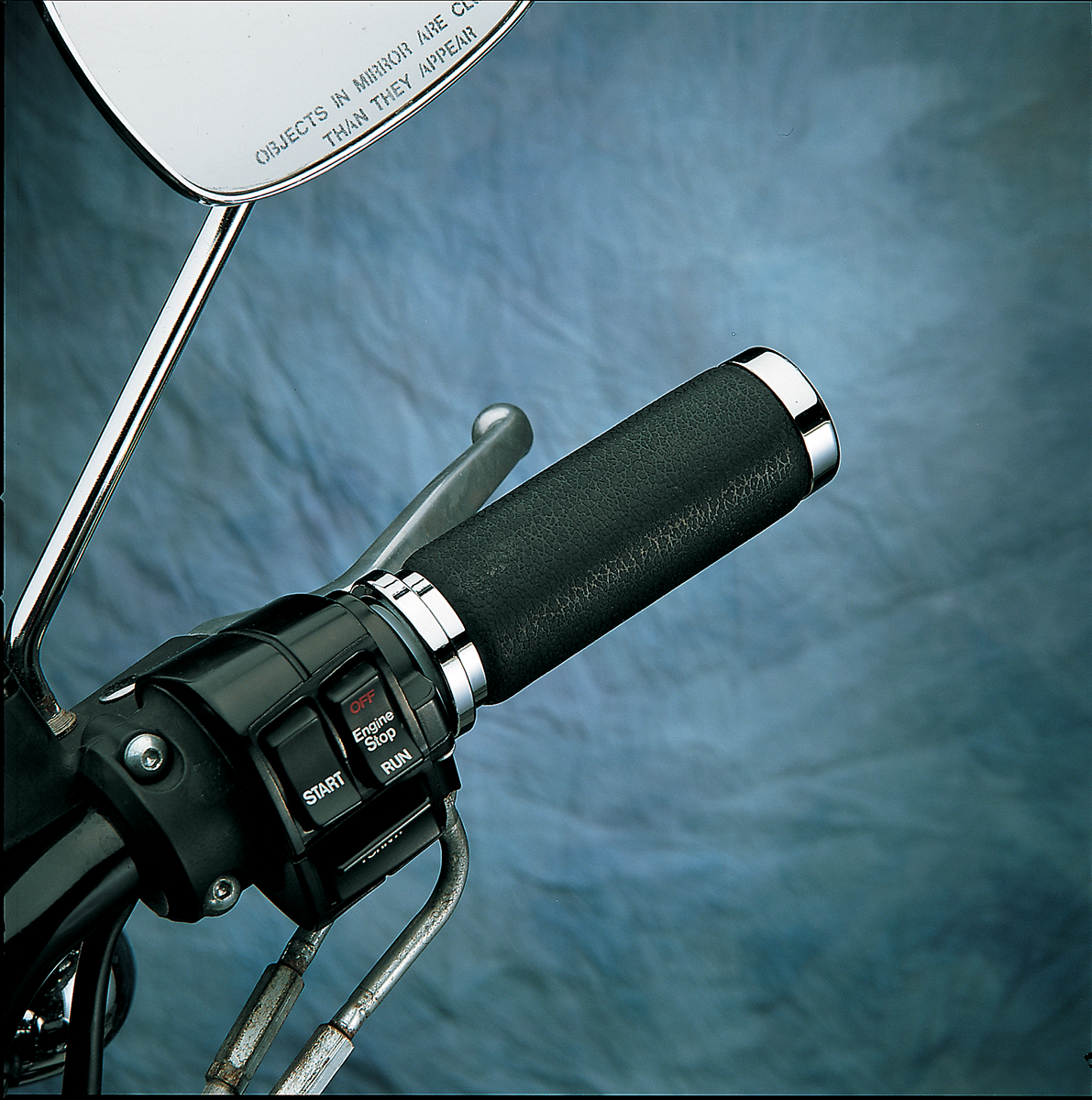 DRAG SPECIALTIES Textured Black Rubber Grips with Chrome End Caps - Fits Harley Davidson Models with 1 inch Bars, Part Number 170509DTS-BC324