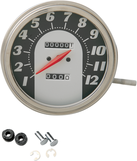 DRAG SPECIALTIES 5-inch MPH FL-'62-'67 Style Speedometer with Black Face - Fits Harley FL Models 1962-1967