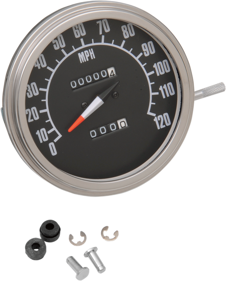 DRAG SPECIALTIES FL-'68-'84 Style 2240:60 Speedometer - Black Face with 12mm Thread, Fits Harley-Davidson Touring Models