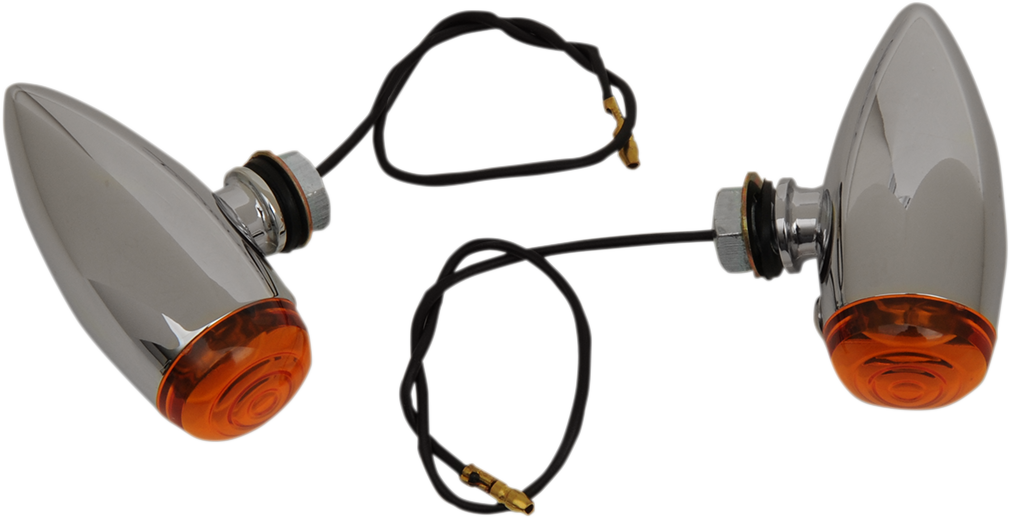 DRAG SPECIALTIES Bullet Marker Lights - LED Amber Lens with Chrome Housing Part 20-6589SA-BC202 for Harley-Davidson Touring and Softail Models