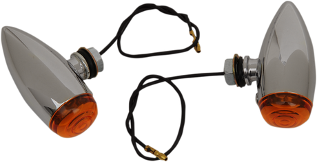 DRAG SPECIALTIES Bullet Marker Lights - LED Amber Lens with Chrome Housing Part 20-6589SA-BC202 for Harley-Davidson Touring and Softail Models