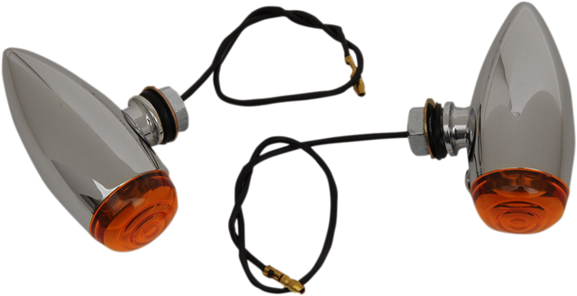 DRAG SPECIALTIES Bullet Marker Lights - LED Amber Lens with Chrome Housing Part 20-6589SA-BC202 for Harley-Davidson Touring and Softail Models