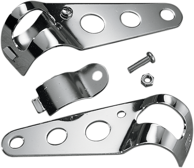 DRAG SPECIALTIES 5-1/2-inch Chrome Side-Mount Headlight Bracket for Harley-Davidson including Custom and Competition Forks Part 62101