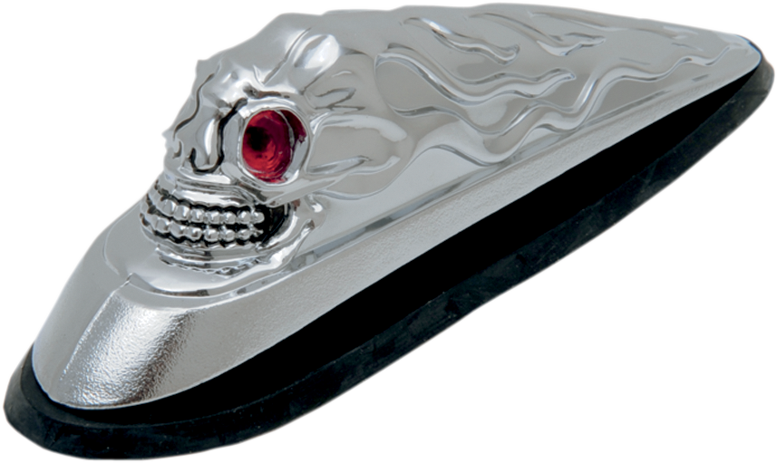 DRAG SPECIALTIES Skull Head Ornament with Illuminated Eyes - Chrome Finish for Harley Davidson Touring and Softail Models - Part 91-6623R