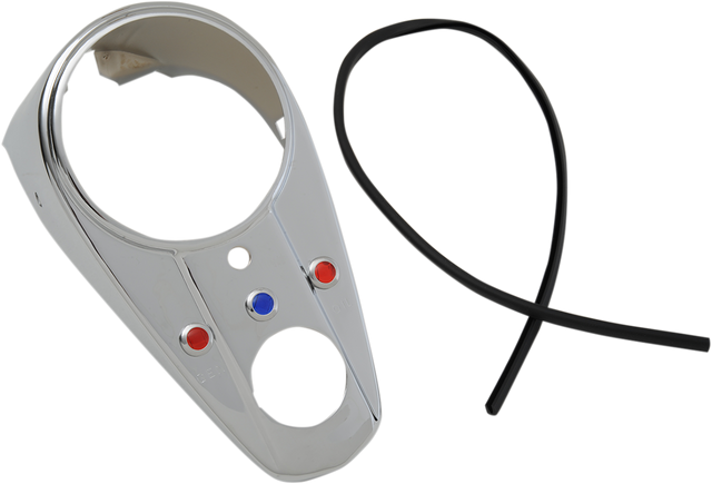 Drag Specialties Chrome Three-Light Dash Cover for Harley FL Models '63-'65 with OEM or Drag Specialties Vintage Fat Bob Tank