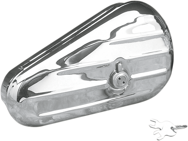 Drag Specialties Left Teardrop Toolbox Chrome 74348 for Harley-Davidson Touring Models