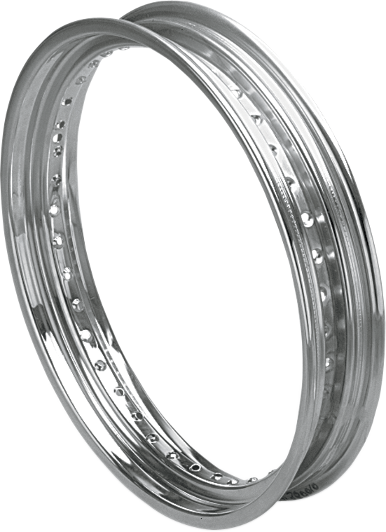 Drag Specialties 43018-73-PW-LB1 Drop Center Steel Rim for Harley Davidson Front Wheels 19x2.5 with Rolled Edge and Silver Finish