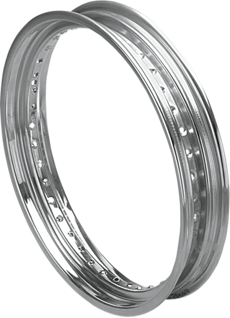 Drag Specialties 43018-73-PW-LB1 Drop Center Steel Rim for Harley Davidson Front Wheels 19x2.5 with Rolled Edge and Silver Finish