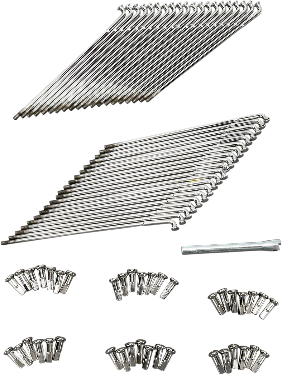 Drag Specialties Drop Center Chrome Front Spoke Set for 19-inch Wheels - Part No. 16-0503-BC629