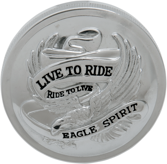 Drag Specialties Live to Ride Chrome Gas Cap - Non-Vented, 3 Inch Diameter for Harley-Davidson Motorcycles (Part #72643)