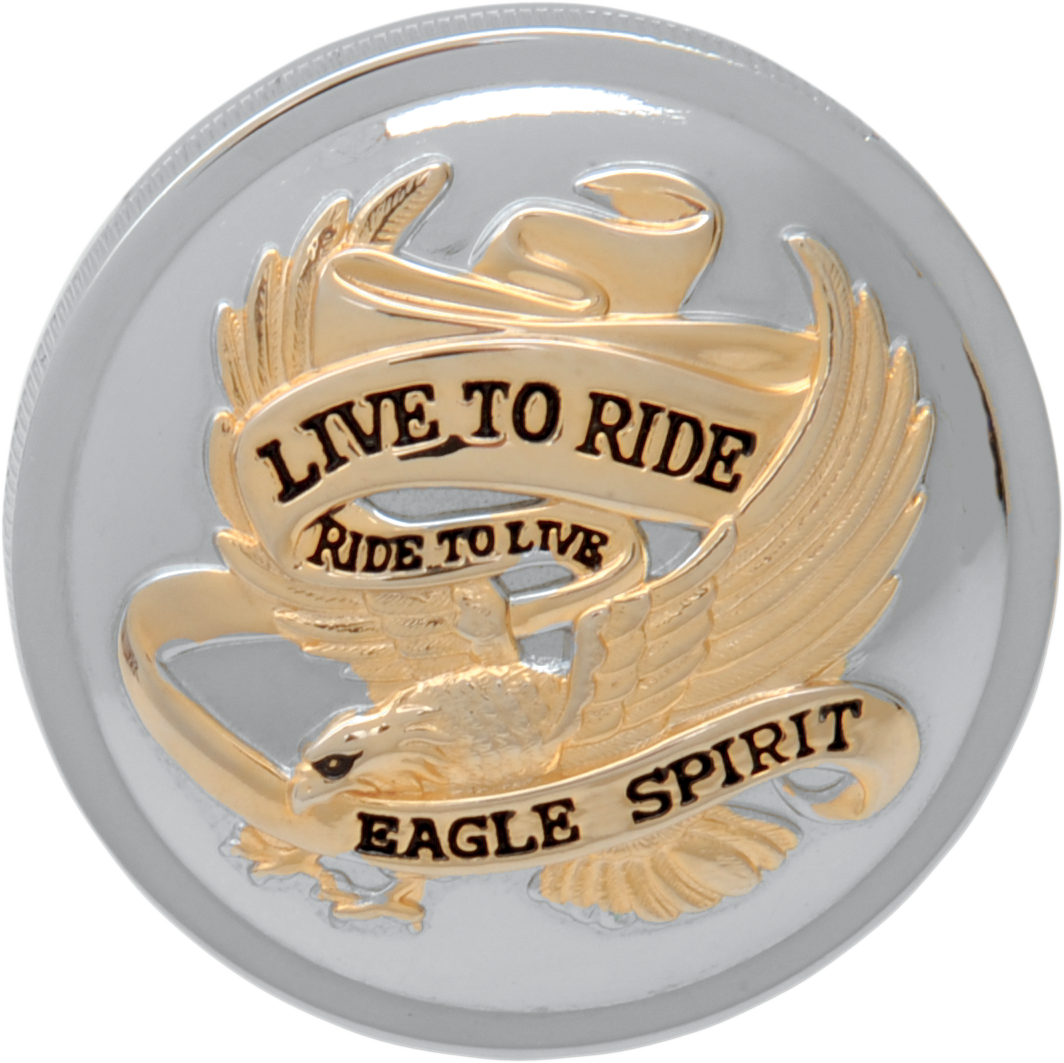 DRAG SPECIALTIES Live to Ride Gas Cap - Non-Vented Chrome with Gold Finish - Fits Harley Davidson Motorcycles