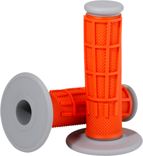 Moose Offroad Comp Diamond Half Waffle Motorcycle Grips - Orange for 7/8” Handlebar with Twist-Turn Throttle