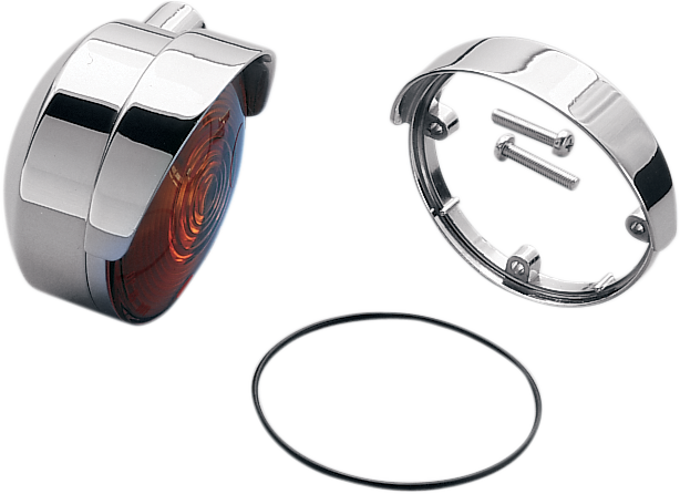 Drag Specialties Chrome Die-Cast Turn Signal Visors for Harley-Davidson Front and Rear Signals (Part #73021)